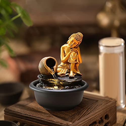 CALANDIS® Tabletop Water Fountain Buddha Statue for Office Farmhouse Birthday Gifts Sleeping Buddha'