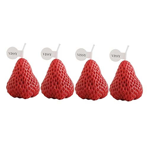 ATORSE® Strawberry Candle Scented Candle Home Living Room Party Decor Photo Props Red S 4Pcs