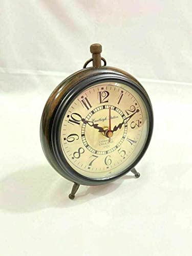 Trust Enterprises Handmade 5 Inch Top Table Clock Antique Look Home & Office Decor Unique Beautiful Gifting Item