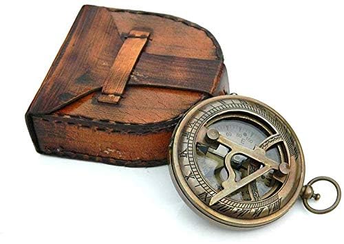 Antique Brass Sundial Pocket Compass | Stylish Navigation Tool for Travel and Exploration