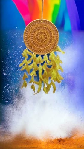 VCARTNOW Dream Catcher Wall Hanging Handmade Wall Art for Bedrooms,Office,Balcony Feather Dream Catcher (25 inch, Yellow)