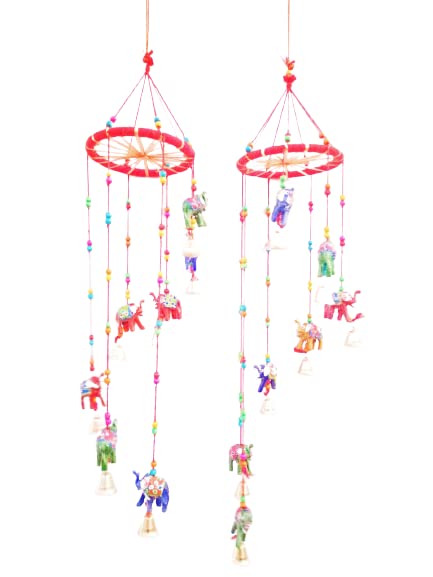 AVIKA Art and HANDICARAFT Decorative Wall Hanging Toran/Wind Chimes for Home (Set of 2) (Multi 18)