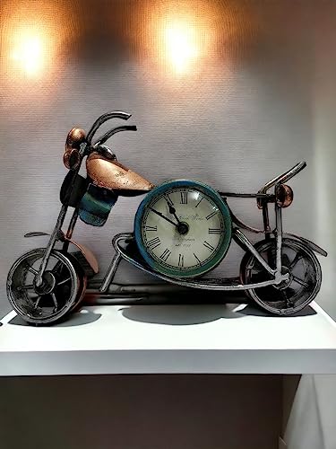 maycreation® Wrought Iron Antique Bike Design Table Clock – Elegant Home Décor Showpiece, Item for Stylish Interiors