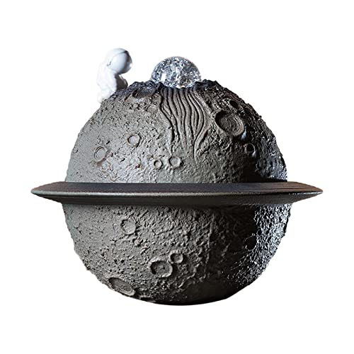 ATORSE® Ceramic Tabletop Fountain Indoor USB Bedroom Home Astronaut Planet Statues Gray