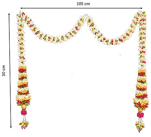 Daedal Crafters- Cone Shape chintamani Door Set (White) DC155 Doorway Flower toran