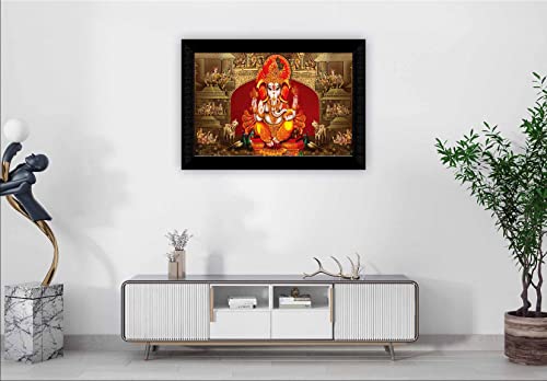 SAF Pack of 1 Ganesha religious modern art wall painting with framed for living room 11 inch x 14 inch CANFM31416