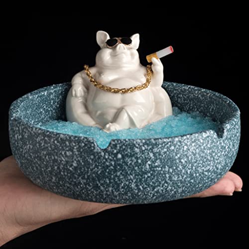 ROHNES Ceramic Ashtrays 15.5x8 cm/6.1x3.1 in Slot to Hold Cigar Creative pet shap Ash Tray Desktop for Home Office Decoration