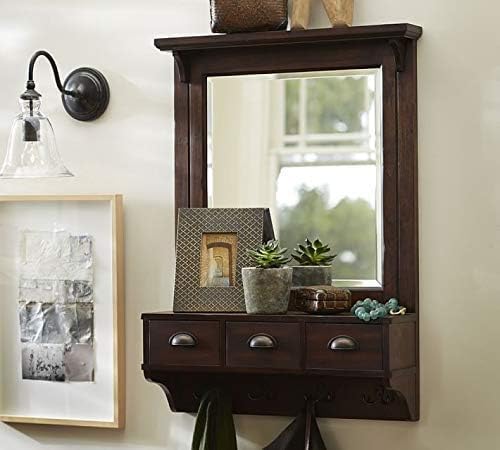 COZY HAUS Wooden Dressing Mirror with Hooks and 3 Storage Drawers