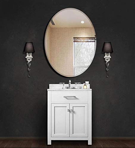 SDG Frameless Oval Mirror N50 (18 x 24 Inch. with Beveled Edges, Suitable for Bathroom)