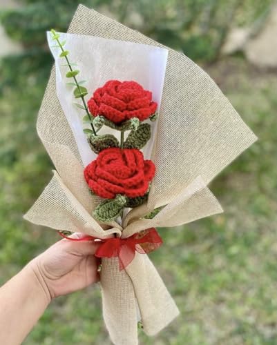 Valentines Special Thd-Red Rosses Bouquet Artificial Flowers Bouquet With Stems Fake Flowers BouquetCotton