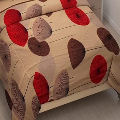 Amvy Creation Prime Collection 160TC Supersoft Glace Cotton Elastic Fitted King Size Double Bedsheet with 2 Pillow Covers (Multicolour, Size 72 x 78 Inch) - Beige Red Crackers-Fitted