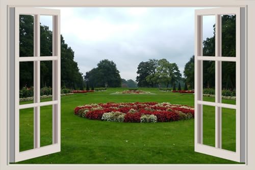 JVERF - JZZA24918 Netherlands Gardens Begonia Garden De Haar Castle| Self-Adhesive Open Window Wall Sticker