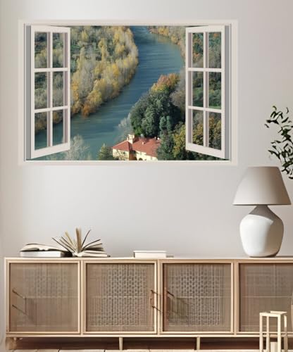 JVERF - JZZA26624 Rivers Forests| Self-Adhesive Open Window Wall Sticker