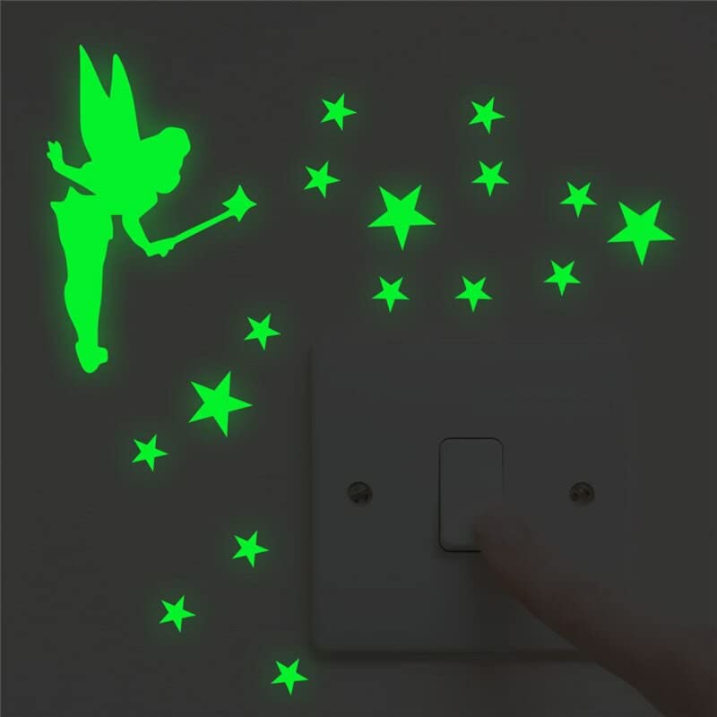 GADGETS WRAP Vinyl Wall Decal Sticker Luminous Switch Sticker Glow in The Dark Cartoon Fairy