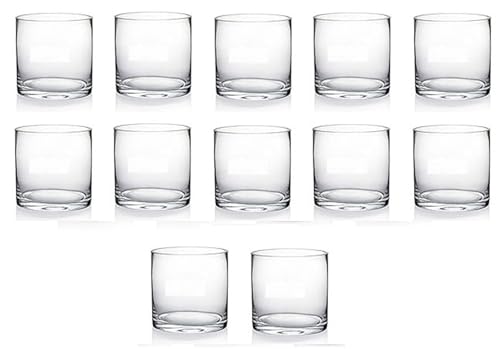 Cylender4x41180 Clear Cylinder Glass Vase/Candle Holder - 4" x 4"H Wholesale Lot Pack of 12 PCS