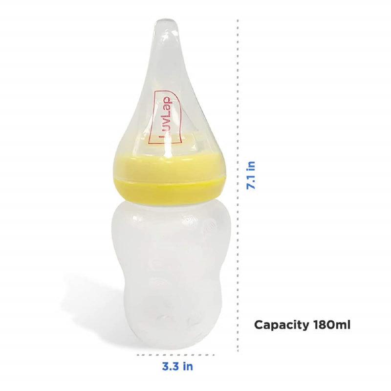 LuvLap Silicone Easy Squeezy Baby Food Feeder, 4M+, 180ml, (Yellow)