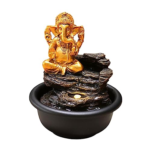 SAZ DEKOR Ganesha Statues Tabletop Water Fountain Decorative Waterscape Rock Waterfall Without Backdrop