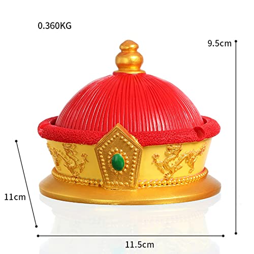 MYADDICTION Chinese Ashtray with Lid Resin Crafts Sculpture for Home Decoration Men Gift Red B