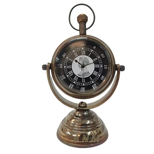 DANMART Antique Style Brass Desk Clock Vinatge Style Table Desk Decorative 4 inch