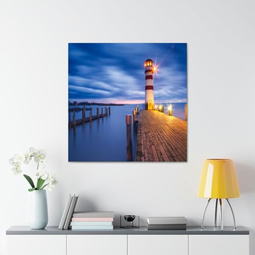 GADGETS WRAP Canvas Gallery Wrap Framed for Home Office Studio Living Room Decoration (17x17inch) - Neusiedl Lighthouse