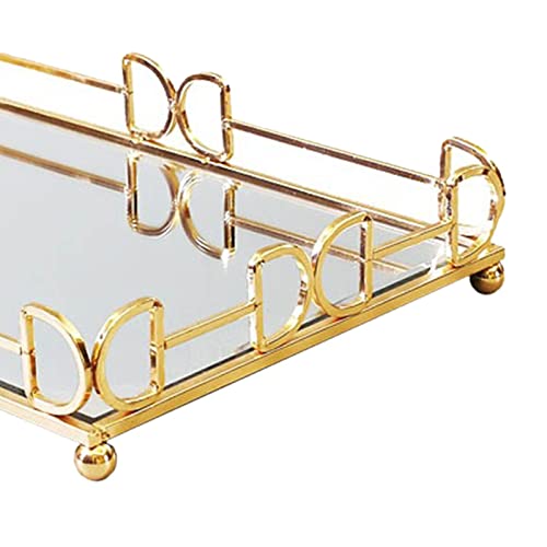 ATORSE® Retro Style Mirror Vanity Tray Cosmetic Jewelry Plate Serving Tray Decor