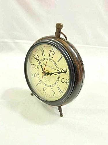 Trust Enterprises Handmade 5 Inch Top Table Clock Antique Look Home & Office Decor Unique Beautiful Gifting Item