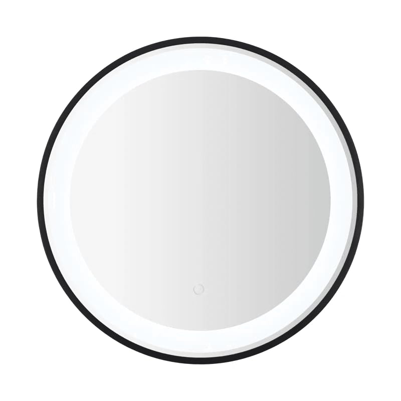 ARTESSA Vanity Essentials Round LED Mirror for Bathroom with Metal Frame, 3-Colour LED, Antifog (80 x 80 CM) (Black)