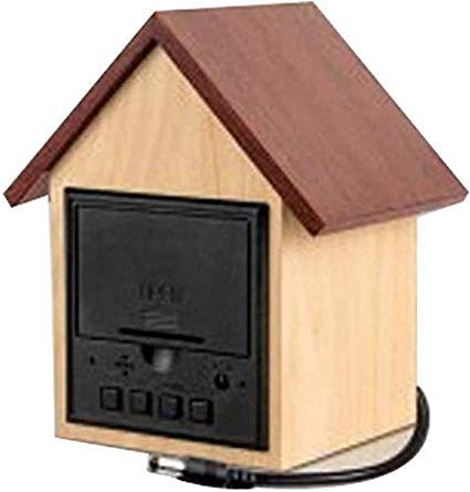 Stupefying HUT Shape Wooden LED Clock with Temperature and Sound Sensor (Dual Power : USB Cable/Battery)