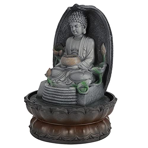 Ubersweet® Tabletop FountainUnique Creative Buddha Statue LED Lighted Tabletop Fountain Small Interior Water Feature with Calming and Relaxing Water Soundfor Home and Office(Pink)'