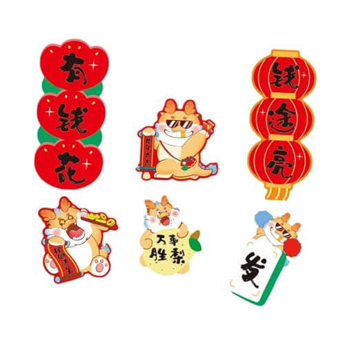 CALANDIS® 6 Pieces Chinese New Year Refrigerator Magnets for Home Door Spring Festival Style B | 6 Fridge Magnets