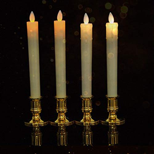 CALANDIS 2pcs Warm LED Candle Romantic Swing Flame Real Candles Home Wedding Gold A