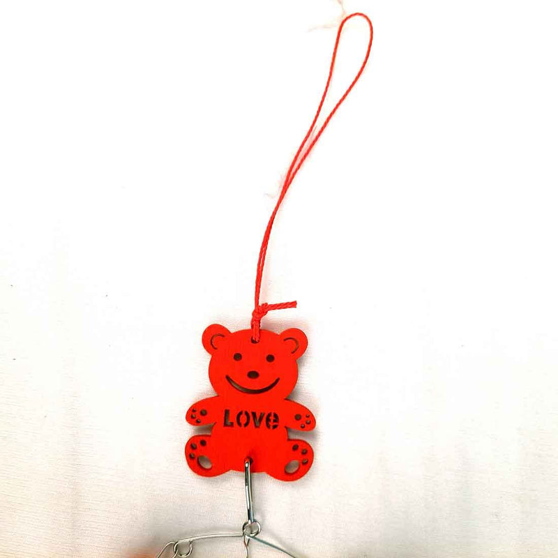 Apka Mart The Online Shop Teddy Bear Design Windchime with Good Sound (Red) 14 Inch for Positive Vibrations and Energy at Home and Office