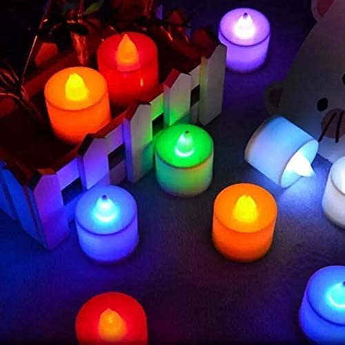 Vankab Plastic LED Flameless and Smokeless Battery Operated Tea Light Candle (Multicoloured) (48)