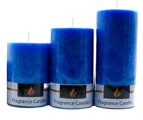 The Decor Affair Marble Finish Sea Breeze Scented Pillar Candles - Pack of 3, Smokeless & Ideal for Home Decoration and Special Occasions.