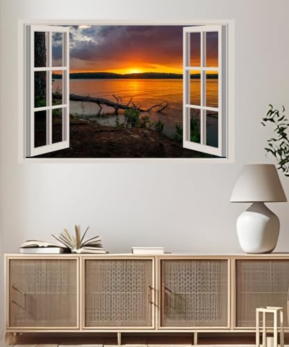 JVERF - JZZA32847 USA Parks Sunrises and Sunsets Rivers Glass Bridge| Self-Adhesive Open Window Wall Sticker