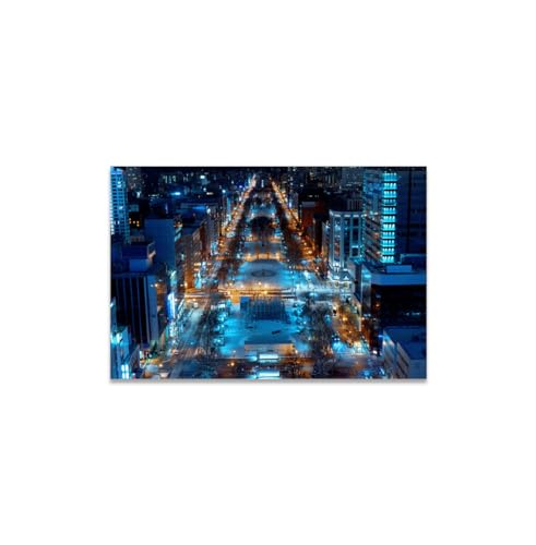 GADGETS WRAP Canvas Gallery Wrap Framed for Home Office Studio Living Room Decoration (14x11inch) - Sapporo City Night