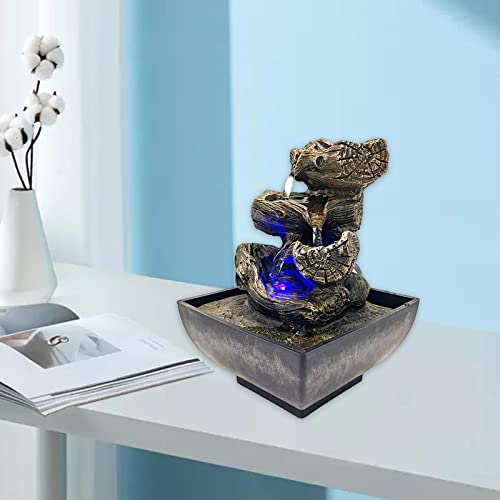 ATORSE® Desktop Water Fountain Waterfall Resin Crafts Flowing Water for Garden Decor Style B