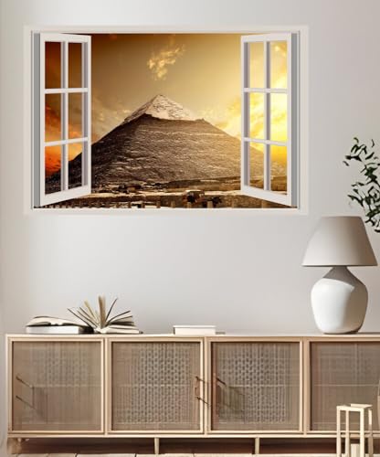 JVERF - JZZA19737 Egypt Desert Sunrises and Sunsets Sky Cairo| Self-Adhesive Open Window Wall Sticker