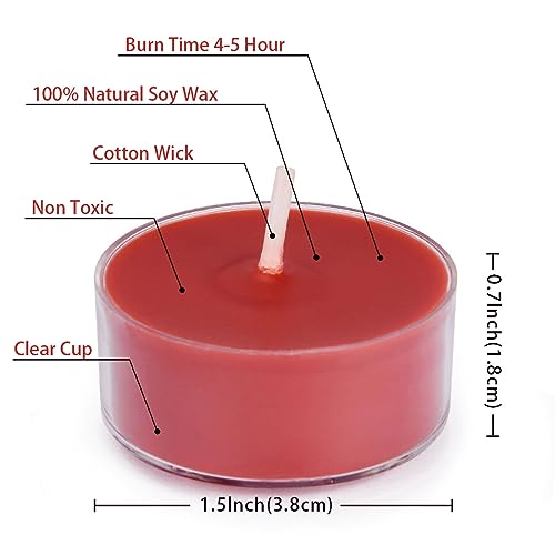 DEYBBY Scented Tealight Candles, Long Lasting Soywax Tea Candle Used for All of Holders|Clear Cup|12 Counts|Up to 4 Hour Burn Time|APPLE