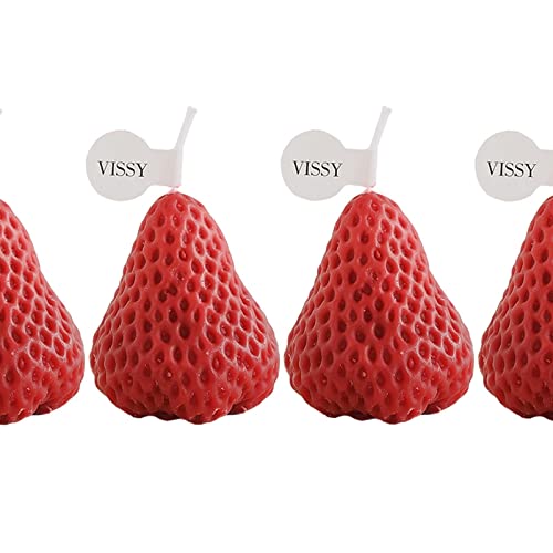 ATORSE® Strawberry Candle Scented Candle Home Living Room Party Decor Photo Props Red S 4Pcs