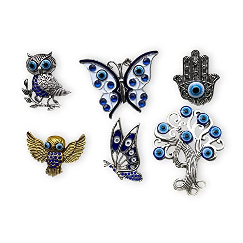 BLUE BEADS Home & Decor Magnets Multi Design Turkish Evil Eye Fridge Magnet Refrigerator Sticker Home and Office Decorative Things & Car Accessories (Any 2 Pcs)