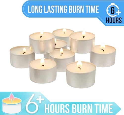 10 Pack Big Unscented Tea Light Candles with 6-7 Hour Extended Burn Time, 22 Gram, White (30 Nos., Big White)