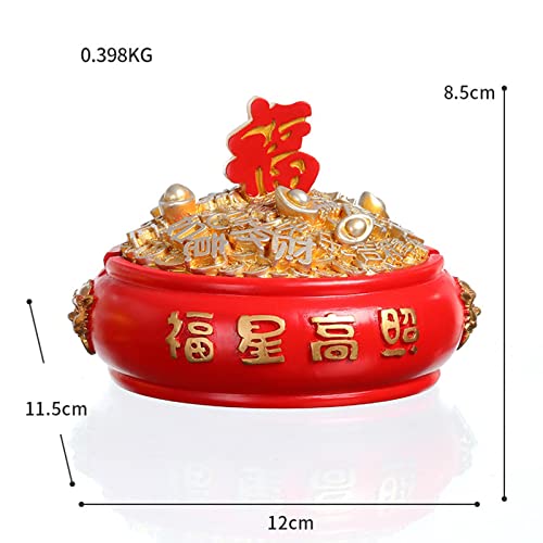 MYADDICTION Chinese Ashtray with Lid Resin Crafts Sculpture for Home Decoration Men Gift Red A