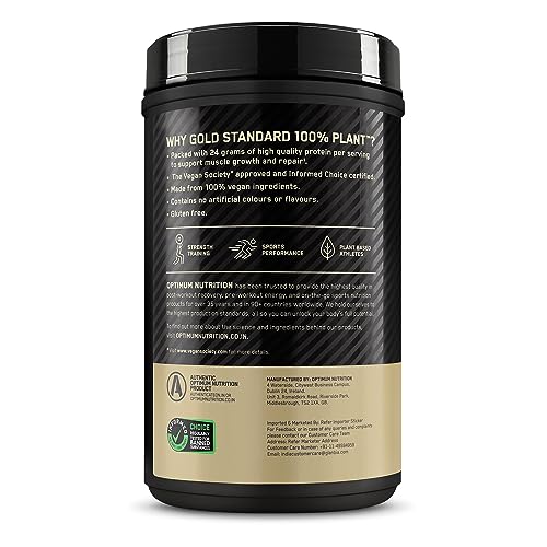 Optimum Nutrition (ON) Gold Standard 100% Plant Protein - 20 Serve, 684 g (Double Rich Chocolate), Vegan, Complete Amino Acid Profile, Zero Added Sugars, Gluten-Free.