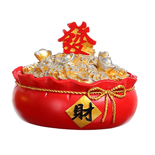 MYADDICTION Chinese Ashtray with Lid Resin Crafts Sculpture for Home Decoration Men Gift Red C