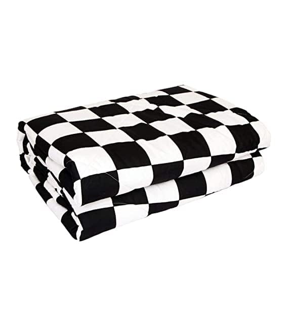 Om Enterprises Ultra-Soft Microfiber Reversible 120 GSM Abstract Single AC Blanket Quilt Dohar (MD_Black White, Single)