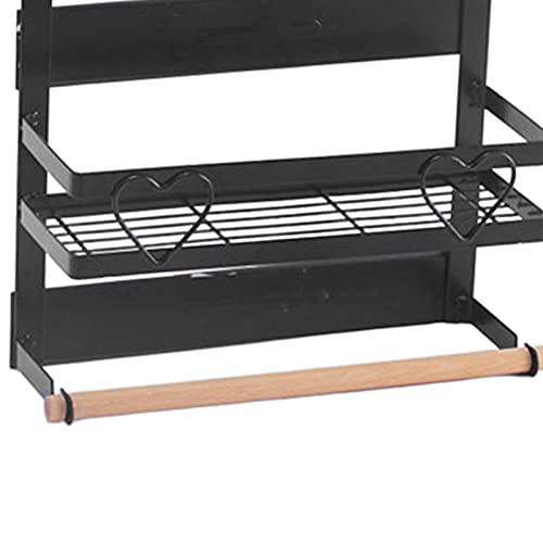 ATORSE® Magnetic Fridge Organizer with 2-Tier Magnetic Shelf Fridge for Refrigerator Black