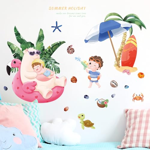 HEUREKA Summer Holiday Stickers Sand Beach TravelVinyl Kids Room Nursery Wall Sticker(70 CM X 50 CM)