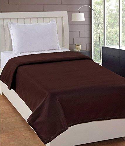 Cloud Mart Polar Fleece Thermal Soft Brush Fabric Single Bed Blanket Fallalin Dohar Ac Blanket/Quilt (Brown)