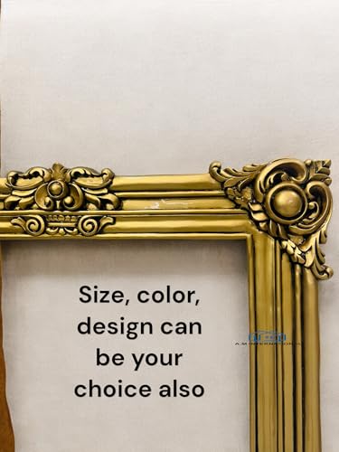 A.M INTERNATIONAL Wooden Carved Wall Mirror Frame solid Wood, Antique Finish | with Out Mirror | Size 5.5x3.5 FT(ANTIQUE GOLD)